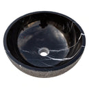 Toros Black Marble Natural Stone Vessel Sink Polished and Rough D16 H6 SKU EGE7TBP165 angle view Toros Black Marble Natural Stone Vessel Sink Polished and Rough D16 H6 SKU EGE7TBP165 angle view