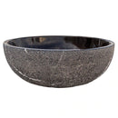 Toros Black Marble Natural Stone Vessel Sink Polished and Rough D16 H6 SKU EGE7TBP165 side view Toros Black Marble Natural Stone Vessel Sink Polished and Rough D16 H6 SKU EGE7TBP165 side view