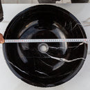 Toros Black Marble Natural Stone Vessel Sink Polished and Rough D16 H6 SKU EGE7TBP165 top measure view Toros Black Marble Natural Stone Vessel Sink Polished and Rough D16 H6 SKU EGE7TBP165 top measure view