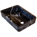 Toros Black Marble Rectangular Natural Stone sink semi Polished W14.4 L 20.3 H4.7 SKU T1-252 angle view Toros Black Marble Rectangular Natural Stone sink semi Polished W14.4 L 20.3 H4.7 SKU T1-252 angle view
