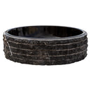 Toros Black Marble Vessel Bathroom Sink Bowl Polished Interior and combed Exterior D16 H5 SKU EGENTBM1675 side view Toros Black Marble Vessel Bathroom Sink Bowl Polished Interior and combed Exterior D16 H5 SKU EGENTBM1675 side view