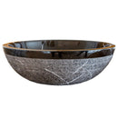Toros Black Marble Vessel Sink rough exterior SKU-NTRVS24 size (D)16" (H)6" product shot front view Toros Black Marble Vessel Sink rough exterior SKU-NTRVS24 size (D)16" (H)6" product shot front view