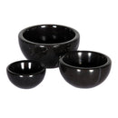 Toros Black genuine marble nesting bowls set of 3 polished product SKU-MSTBSO34 The product shot on white backgrıund. Toros Black genuine marble nesting bowls set of 3 polished product SKU-MSTBSO34 The product shot on white backgrıund.