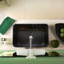 Toros Black marble Farmhouse Rectangular Sink Polished size (W)13.5" (L)21.5" (H)6" SKU-NTRVS11 installed on kitchen  Toros Black marble Farmhouse Rectangular Sink Polished size (W)13.5" (L)21.5" (H)6" SKU-NTRVS11 installed on kitchen