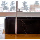 Toros Black marble Farmhouse Rectangular Sink Polished size (W)13.5" (L)21.5" (H)6" SKU-NTRVS11 product shot top view height measure Toros Black marble Farmhouse Rectangular Sink Polished size (W)13.5" (L)21.5" (H)6" SKU-NTRVS11 product shot top view height measure