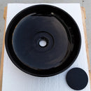 Natural Stone Toros Black Marble Above Counter Vessel Sink Polished (D)16" (H)6" Natural Stone Toros Black Marble Above Counter Vessel Sink Polished (D)16" (H)6"