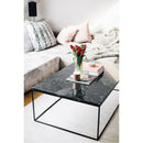 Toros Black marble coffee table 16x32 black paint legs at living room  SKU-MSTB28x28WP Toros Black marble coffee table 16x32 black paint legs at living room  SKU-MSTB28x28WP