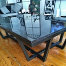 Toros Black marble coffee table W30-L48-H16 rectangular black metal legs SKU-MSSW30x48BP corner view Toros Black marble coffee table W30-L48-H16 rectangular black metal legs SKU-MSSW30x48BP corner view