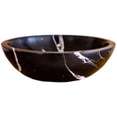 Natural Stone Toros Black Marble Vessel Sink Bowl Polished (D)16" (H)6" Natural Stone Toros Black Marble Vessel Sink Bowl Polished (D)16" (H)6"