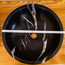 Natural Stone Toros Black Marble Vessel Sink Bowl Polished (D)16" (H)6" Natural Stone Toros Black Marble Vessel Sink Bowl Polished (D)16" (H)6"