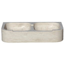 Troia Light Travertine Farmhouse Double Bowl Kitchen Sink Honed Filled (W)18" (L)36" (H)7" SKU-NTRSTC32 product shot Troia Light Travertine Farmhouse Double Bowl Kitchen Sink Honed Filled (W)18" (L)36" (H)7" SKU-NTRSTC32 product shot