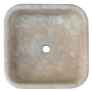 Troia Light Travertine Pedestal rectangular Sink W15 L16 H33.5 SKU-YEDSIM01 product shot top view Troia Light Travertine Pedestal rectangular Sink W15 L16 H33.5 SKU-YEDSIM01 product shot top view