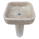 Troia Light Travertine Pedestal rectangular Sink W15 L16 H33.5 SKU-YEDSIM01 product shot angle view Troia Light Travertine Pedestal rectangular Sink W15 L16 H33.5 SKU-YEDSIM01 product shot angle view