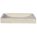 Troia Light Travertine Rectangular Vessel Sink Honed Filled (W)16" (L)27.5" (H)4" SKU-NTRSTC37 product shot angle view Troia Light Travertine Rectangular Vessel Sink Honed Filled (W)16" (L)27.5" (H)4" SKU-NTRSTC37 product shot angle view