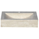 Troia Light Travertine Rectangular Vessel Sink Honed and Filled size (W)18" (L)21.4" (H)4" SKU-NTRSTC34 product shot angle view Troia Light Travertine Rectangular Vessel Sink Honed and Filled size (W)18" (L)21.4" (H)4" SKU-NTRSTC34 product shot angle view