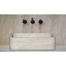 Troia Light Travertine Farmhouse Sink Honed and Filled (W)18" (L)27.5" (H)7" Troia Light Travertine Farmhouse Sink Honed and Filled (W)18" (L)27.5" (H)7"