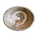 Valencia travertine oval sink SKU-EGESTN01 size (W)16" (L)21" (H)6" product shot top view Valencia travertine oval sink SKU-EGESTN01 size (W)16" (L)21" (H)6" product shot top view
