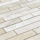 Vanilla Beige Marble Strip Liner on 12" x 12" Mesh Mosaic Tile SKU-HSVBSLNBMOSH close view Vanilla Beige Marble Strip Liner on 12" x 12" Mesh Mosaic Tile SKU-HSVBSLNBMOSH close view