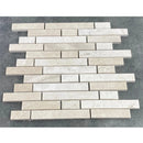 Vanilla Beige Marble Strip Liner on 12" x 12" Mesh Mosaic Tile SKU-HSVBSLNBMOSH top view Vanilla Beige Marble Strip Liner on 12" x 12" Mesh Mosaic Tile SKU-HSVBSLNBMOSH top view