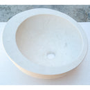 White limestone sloped rim circular vessel sink NRSTC07 D16 angle view White limestone sloped rim circular vessel sink NRSTC07 D16 angle view