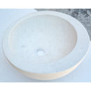 White limestone sloped rim circular vessel sink NTRSTC07 D16" angle view5 White limestone sloped rim circular vessel sink NTRSTC07 D16" angle view5