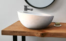 White limestone sloped rim circular vessel sink NTRSTC07 D16" H6" bathroom view White limestone sloped rim circular vessel sink NTRSTC07 D16" H6" bathroom view