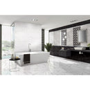 Anka Eva glossy porcelain wall tile 12"X24" installed on a modern bathroom wall Anka Eva glossy porcelain wall tile 12"X24" installed on a modern bathroom wall