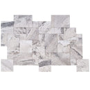 Atlantic Grey Marble Tiles Antique Pattern Sand-Blasted Brushed SKU-KRTAGMAPSBB top multi top view  Atlantic Grey Marble Tiles Antique Pattern Sand-Blasted Brushed SKU-KRTAGMAPSBB top multi top view