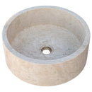 Natural Stone Beige Travertine Vessel Sink Honed  (D)16" (H)6" Natural Stone Beige Travertine Vessel Sink Honed  (D)16" (H)6"