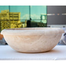Beige travertine round drop-in sink NTRSTC03 D16 H6 side view Beige travertine round drop-in sink NTRSTC03 D16 H6 side view