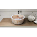 Natural Stone Beige Travertine Self-Rimming Drop-in Vessel Sink Polished (D)16" (H)6.5" Natural Stone Beige Travertine Self-Rimming Drop-in Vessel Sink Polished (D)16" (H)6.5"