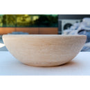 beige travertine vessel sink NTRSTC09 D16 H6 side view product shot beige travertine vessel sink NTRSTC09 D16 H6 side view product shot