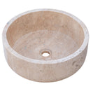 beige travertine vessel sink size (D)16" (H)6" SKU TMS02 side view beige travertine vessel sink size (D)16" (H)6" SKU TMS02 side view