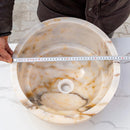 bianco giallo marble Vessel Sink polished size D16 H9 SKU EGEBGVSP165 diameter measure view bianco giallo marble Vessel Sink polished size D16 H9 SKU EGEBGVSP165 diameter measure view