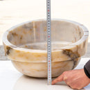 bianco giallo marble Vessel Sink polished size D16 H9 SKU EGEBGVSP165 side measure view bianco giallo marble Vessel Sink polished size D16 H9 SKU EGEBGVSP165 side measure view