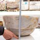 bianco giallo marble Vessel Sink polished size D16 H9 SKU EGEBGVSP165 back measure view bianco giallo marble Vessel Sink polished size D16 H9 SKU EGEBGVSP165 back measure view