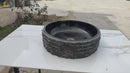 Toros Black Marble Vessel Bathroom Sink Bowl Polished Interior and combed Exterior D16 H5 SKU EGENTBM1675 360 view Toros Black Marble Vessel Bathroom Sink Bowl Polished Interior and combed Exterior D16 H5 SKU EGENTBM1675 360 view