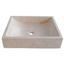 cappuccino beige marble farmhouse rectangular sink SKU CM-B-036-B side view product shot cappuccino beige marble farmhouse rectangular sink SKU CM-B-036-B side view product shot