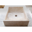 cappuccino beige marble farmhouse rectangular sink SKU CM-B-036-B side view product shot cappuccino beige marble farmhouse rectangular sink SKU CM-B-036-B side view product shot