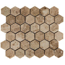 cappuccino marble mosaics polished 2" hexagon SKU-20020069 mesh view cappuccino marble mosaics polished 2" hexagon SKU-20020069 mesh view