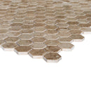 cappuccino marble mosaics polished 2" hexagon SKU-20020069 corner view cappuccino marble mosaics polished 2" hexagon SKU-20020069 corner view