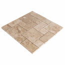 cappucino polished marble mosaics 1x4 SKU-20012345 pattern set angle view cappucino polished marble mosaics 1x4 SKU-20012345 pattern set angle view