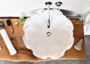 carrara white marble natural stone flower shape polished sink SKU NTRVS18 Size (D)17" (H)6" installed in bathroom carrara white marble natural stone flower shape polished sink SKU NTRVS18 Size (D)17" (H)6" installed in bathroom