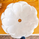 carrara white marble natural stone flower shape polished sink SKU NTRVS18 Size (D)17" (H)6" top view product shot carrara white marble natural stone flower shape polished sink SKU NTRVS18 Size (D)17" (H)6" top view product shot