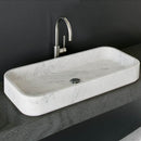 carrara white marble over counter sink W16 L32 H5 SKU-YEDSIM03 installed on bathroom above counter carrara white marble over counter sink W16 L32 H5 SKU-YEDSIM03 installed on bathroom above counter