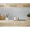 carrara white polished marble mosaics 1"x2" basketweave SKU-20012343 installed view carrara white polished marble mosaics 1"x2" basketweave SKU-20012343 installed view