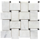 carrara white polished marble mosaics 2x4 basketweave SKU-20012467 top view of 2"x4" stone product carrara white polished marble mosaics 2x4 basketweave SKU-20012467 top view of 2"x4" stone product