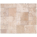 Classic Beige Travertine Tiles Antique Pattern Brushed and Chiseled SKU-CBLTAPBFCE multi top view Classic Beige Travertine Tiles Antique Pattern Brushed and Chiseled SKU-CBLTAPBFCE multi top view