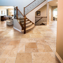 Classic Beige Travertine Tiles Antique Pattern Brushed and Chiseled SKU-CBLTAPBFCE installed view Classic Beige Travertine Tiles Antique Pattern Brushed and Chiseled SKU-CBLTAPBFCE installed view