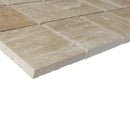 classic travertine vein cut mosaic tiles honed straight 3x3 SKU-20020082  corner view of product classic travertine vein cut mosaic tiles honed straight 3x3 SKU-20020082  corner view of product